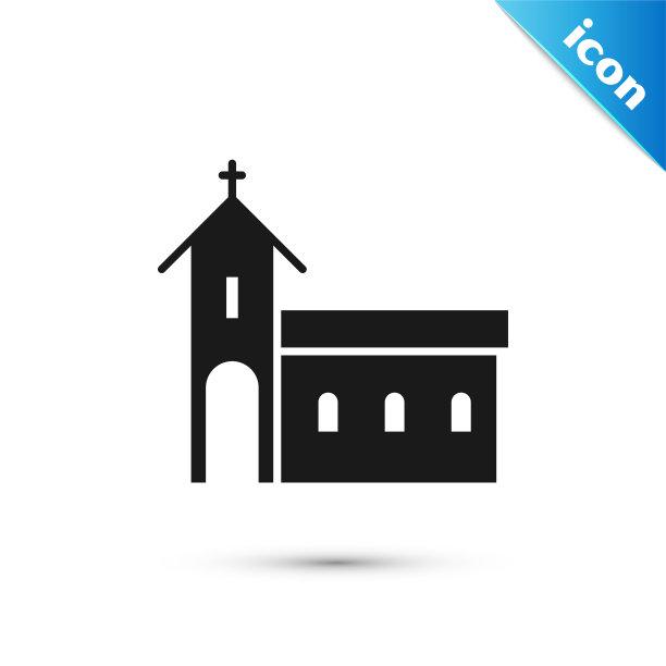 灰色教堂建筑图标孤立在白色图片下载