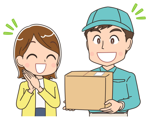 年轻的快递员。他带着微笑提着行李。图片下载