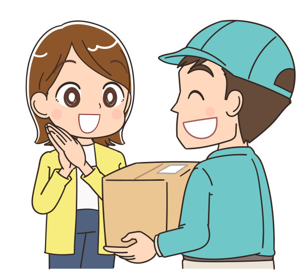 年轻的快递员。他带着微笑提着行李。图片下载