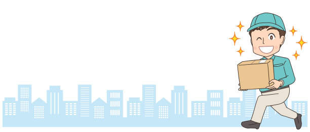 年轻的快递员。他带着微笑提着行李。图片下载