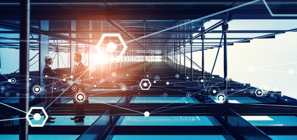 商业网络的概念。现代建筑中的商人群体。管理策略。图片下载