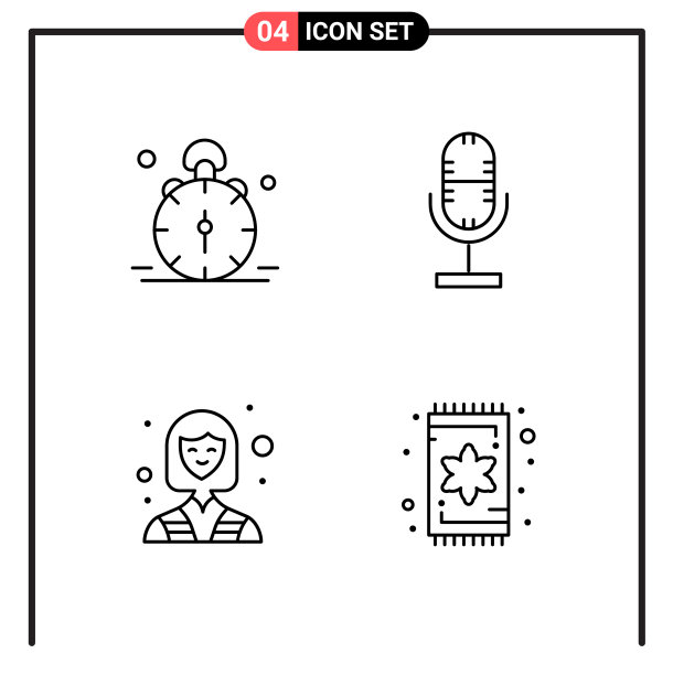 为网页和移动设置4个线条样式图标图片下载