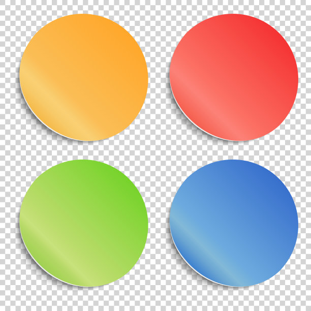 矢量套圆形不干胶贴纸与折叠的边缘。价格标签的空白模板。任何备忘录的空模型。真实的纹理图片下载