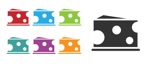 黑色奶酪图标孤立在白色背景上。设置彩色图标。矢量图图片下载
