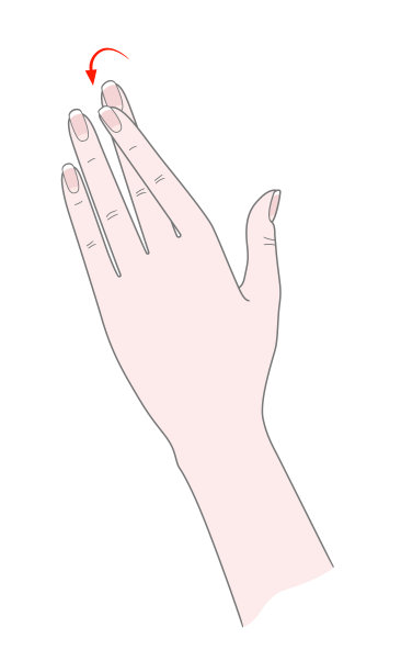 锻炼手部关节。女人的手和交叉的食指。向量。孤立在白色背景上。图片下载