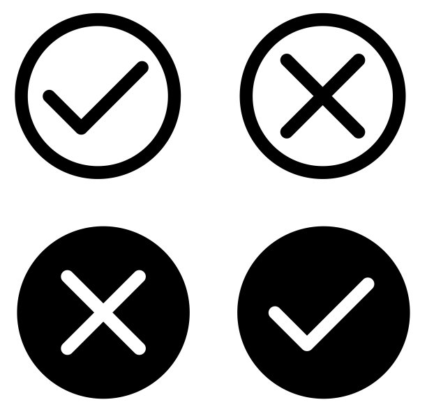勾选与叉号合集。叉号和勾号的集合。勾号叉号矢量图标。X黑色标记集。叉号图形符号。图片下载