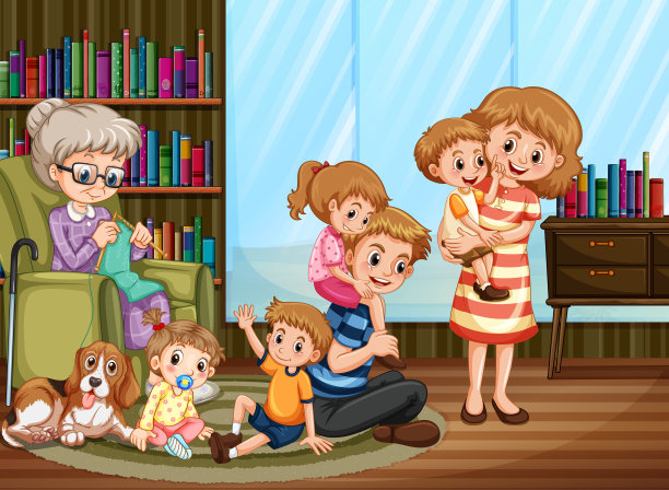 人们呆在家里和家人在一起的场景图片下载