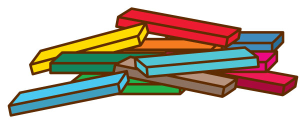 白色背景上的彩色粉笔堆图片下载