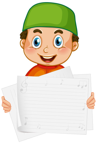 白色背景上有穆斯林男孩的空白标志模板图片下载