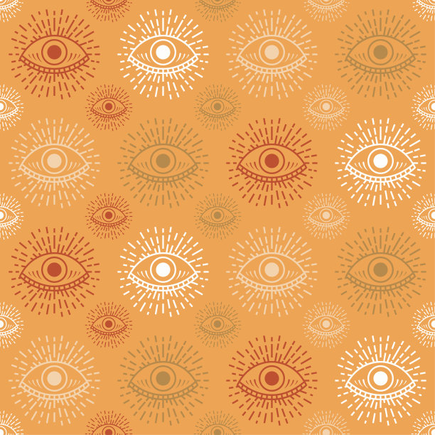 无缝模式与手绘眼睛，矢量插图图片下载