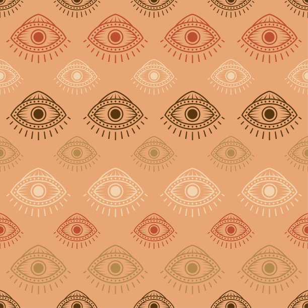 无缝模式与手绘眼睛，矢量插图图片下载