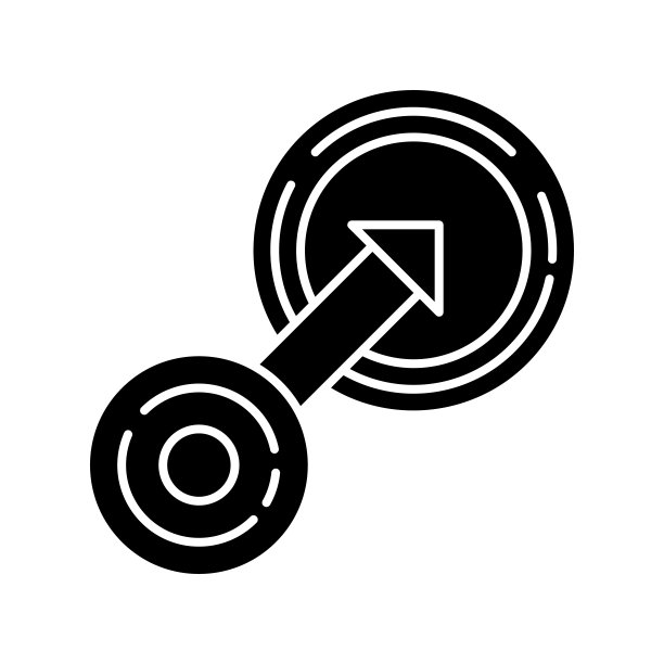 本机集成黑色字形图标。在商业战略上有针对性。箭头呈圆形。针对焦点群体进行市场营销。实现的目标。白色空间上的剪影符号。向量孤立的插图图片下载