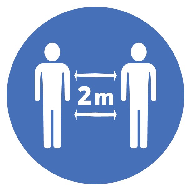 社交距离图标，2米，蓝色背景图片下载