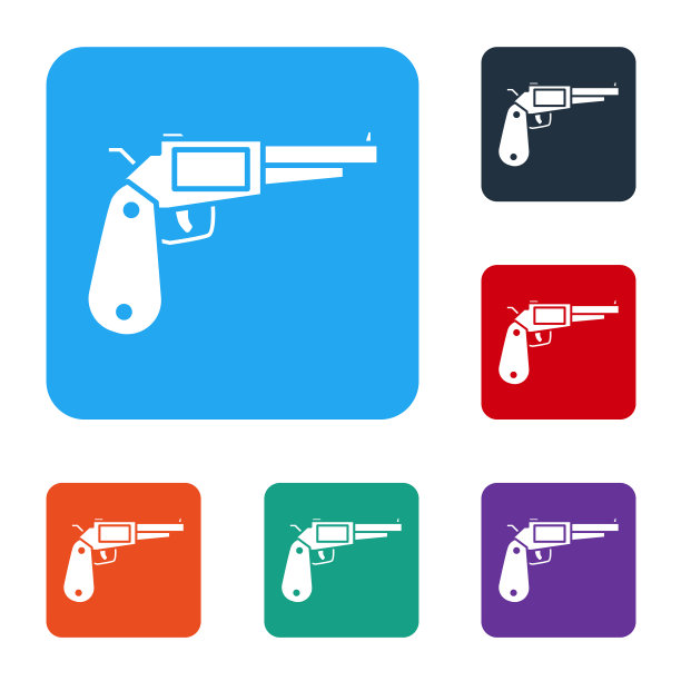 白色左轮手枪图标孤立在白色上图片下载