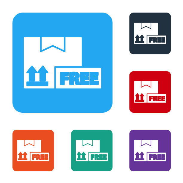 白色纸板箱与自由符号图标隔离图片下载