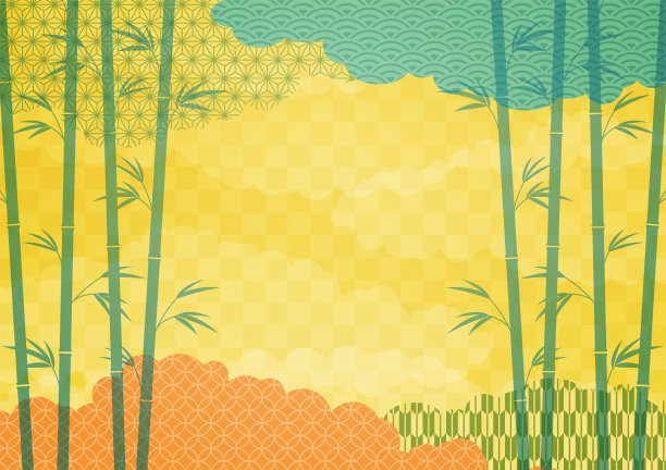 带有日本图案的竹制框架图片下载