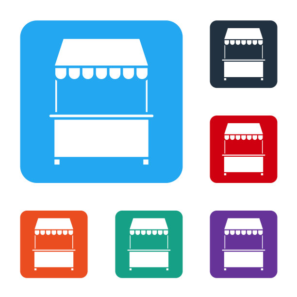 白色的街道摊位，有遮阳篷和木架图片下载