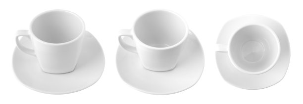 空的白色咖啡杯或茶杯孤立在白色背景上图片下载