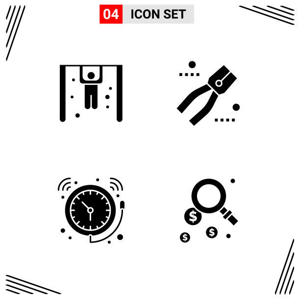 4图标固体样式网格基础上的创意字形图片下载