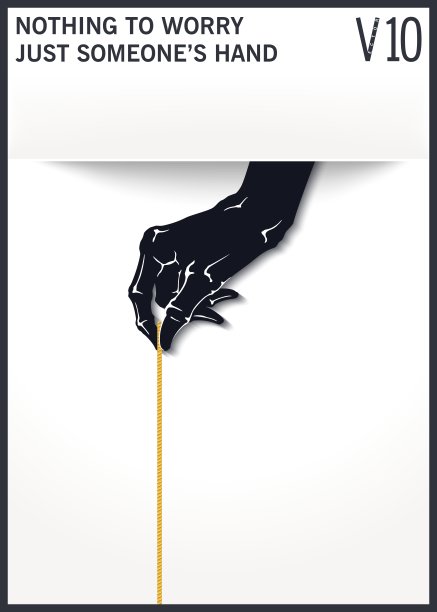 一个怪物的黑手从缝隙中抓住了绳子。恶作剧,诱惑,。矢量模型的设计。图片下载