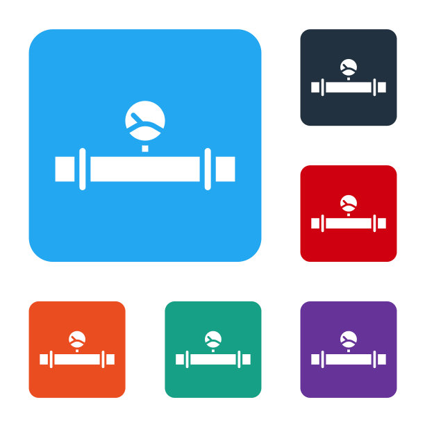 白色工业金属管和压力计图标图片下载