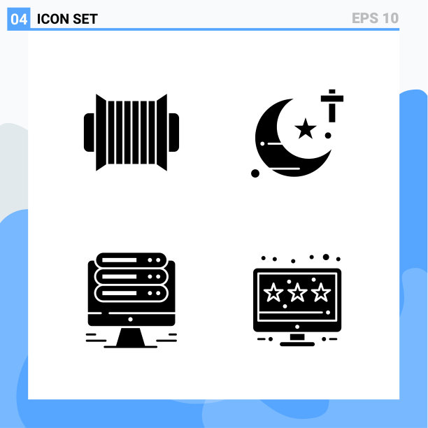 现代4个固体样式图标的象形符号图片下载