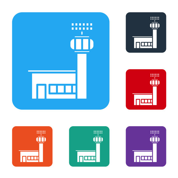 白色的机场控制塔图标孤立在白色上图片下载