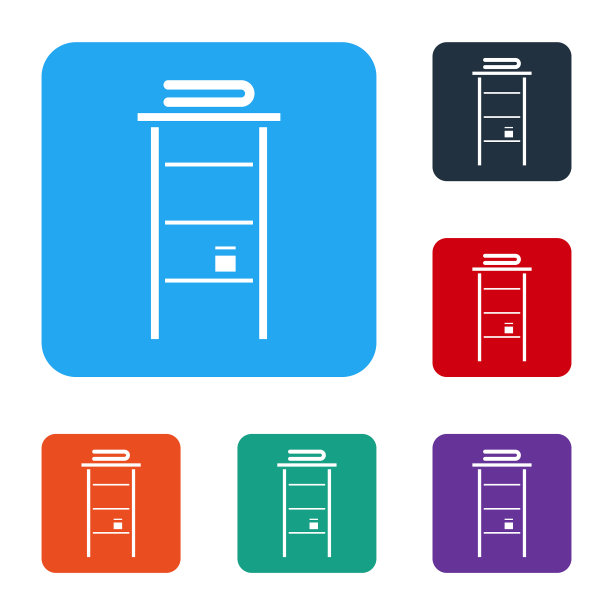 白色浴室架子与毛巾架图标图片下载