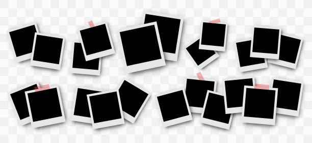 相框的收藏。宝丽来相框套装。相框与现实投影矢量效果隔离设计。相框用胶带固定在一张透明纸上。矢量设计隔离背景图片下载