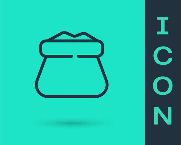 黑色线完整袋图标孤立在绿色背景上。向量图片下载