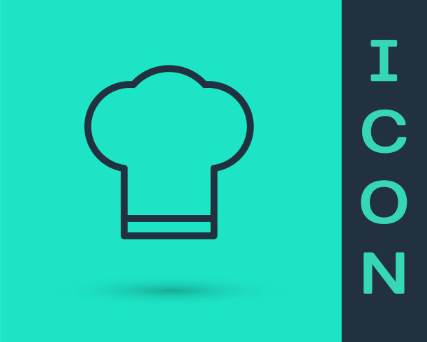 黑线厨师帽图标隔离在绿色背景。烹饪的象征。厨师的帽子。矢量图图片下载