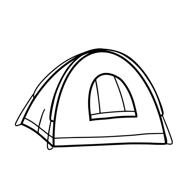 旅游或军事帐篷。露营装备。适合远足、探险旅行、娱乐和登山的庇护所。矢量插图在涂鸦风格。图片下载