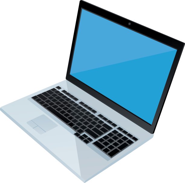矢量插图的开放笔记本电脑在桌上图片下载