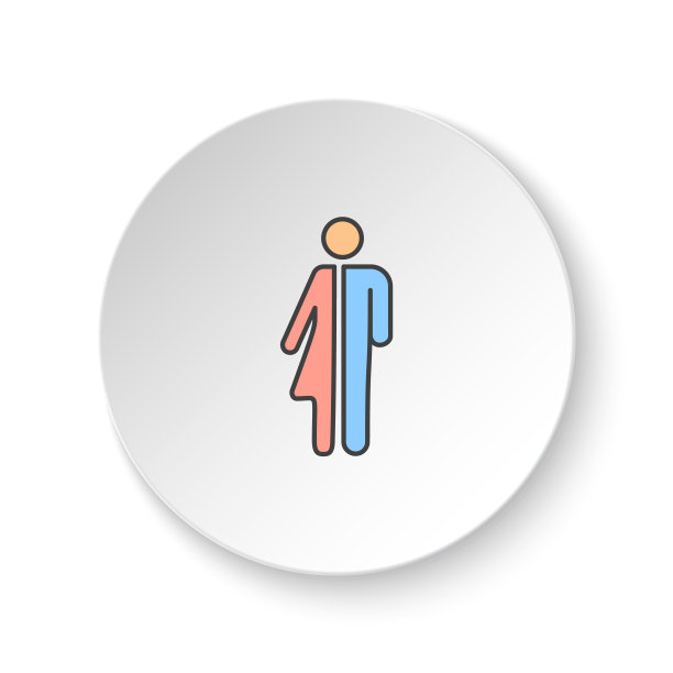 圆形按钮为网络图标，女人，男人。按钮横幅圆形，徽章界面的应用说明图片下载