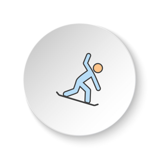 圆形按钮为网页图标，滑雪板。按钮横幅圆形，徽章界面的应用说明图片下载