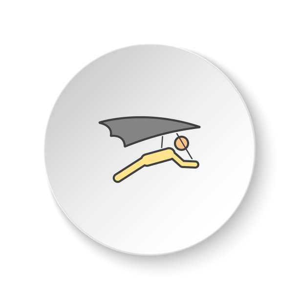 圆形按钮为网页图标，飞行悬挂滑翔机。按钮横幅圆形，徽章界面的应用说明图片下载