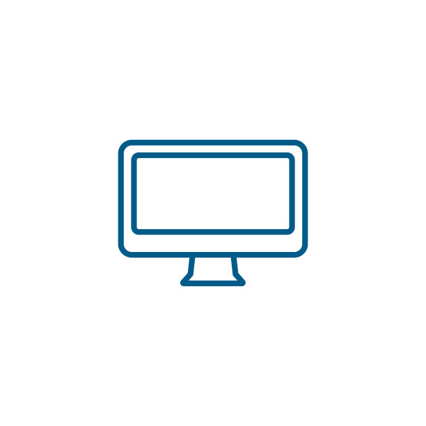计算机显示器线蓝色图标在白色的背景。蓝色平面风格矢量插图图片下载