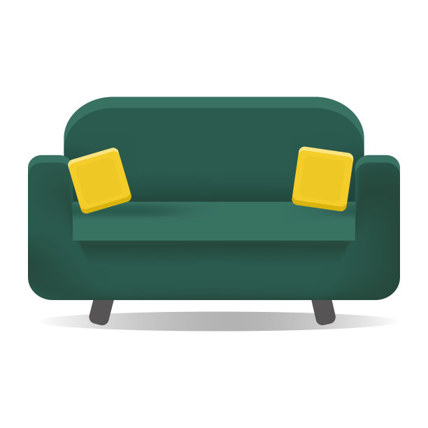 白色背景上隔着靠垫的沙发图片下载