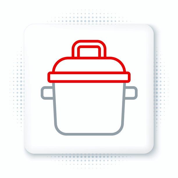 线烹饪锅图标孤立在白色背景。煮或炖食物的象征。色彩斑斓的轮廓的概念。向量图片下载