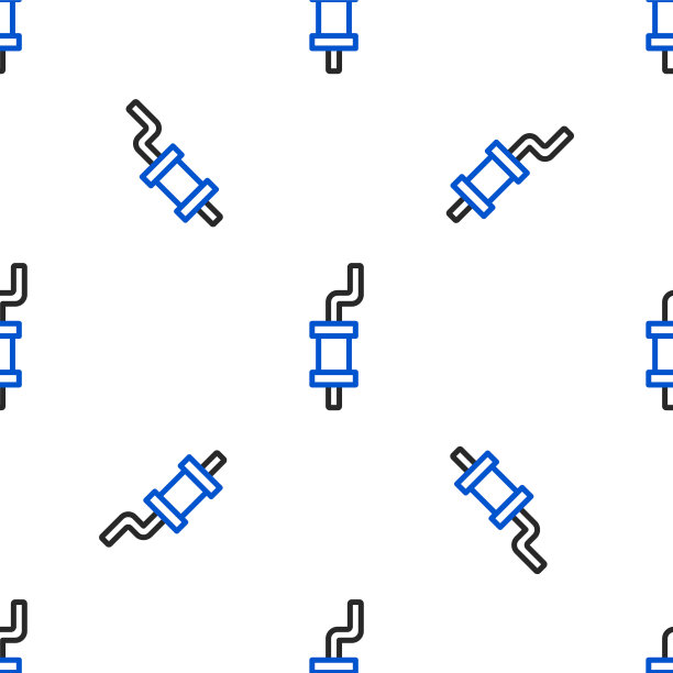 线汽车消声器图标隔离无缝模式的白色背景。排气管道。色彩斑斓的轮廓的概念。向量图片下载