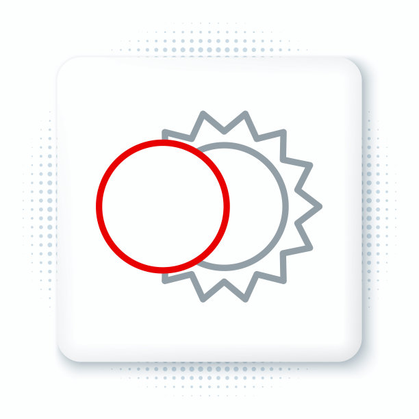 线日食的太阳图标孤立在白色的背景。总声纳eclipse。色彩斑斓的轮廓的概念。向量图片下载