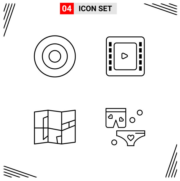 4图标线条样式基于网格的创意轮廓图片下载