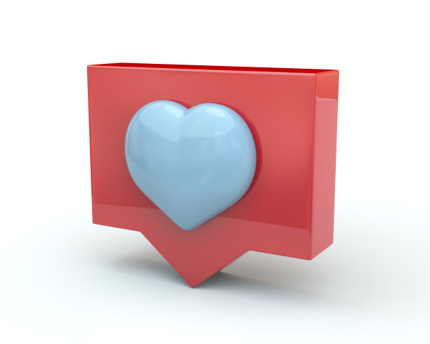 简单的社交媒体，如心形图标3d插图图片下载
