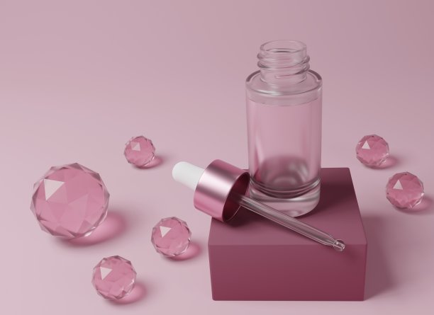 粉红色背景的玻璃血清瓶图片下载