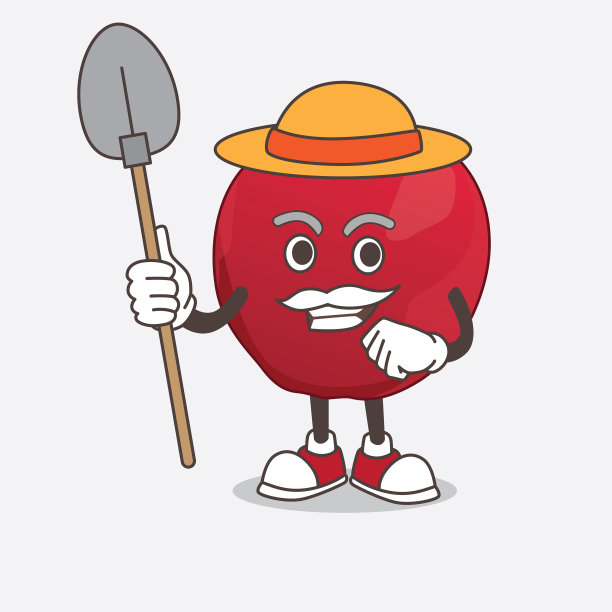 苹果卡通吉祥物人物戴着帽子和图片下载