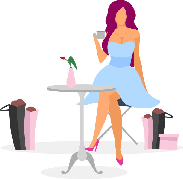 购物狂在咖啡厅平雅女士饮酒图片下载