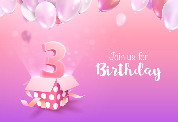 庆祝3岁生日3d图片下载