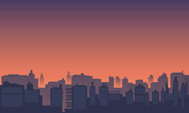 暮色中的城市剪影图片下载