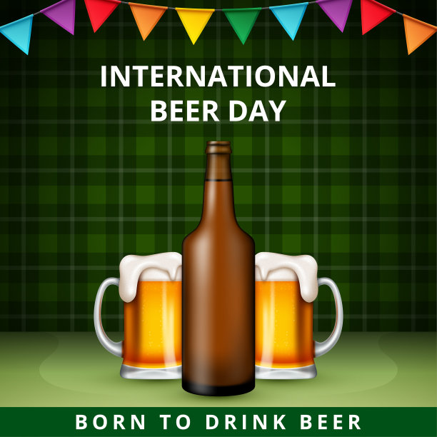 国际啤酒日，8月。干杯碰杯啤酒概念。矢量插图。图片下载