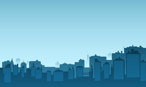 在早晨剪影一个城市图片下载